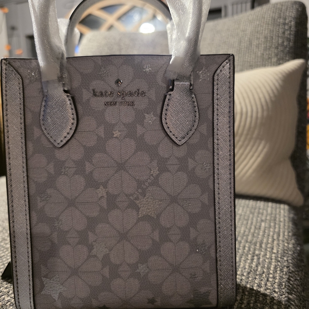 Kate Spade  Platinum Gray Floral Tote Bag KJ957
